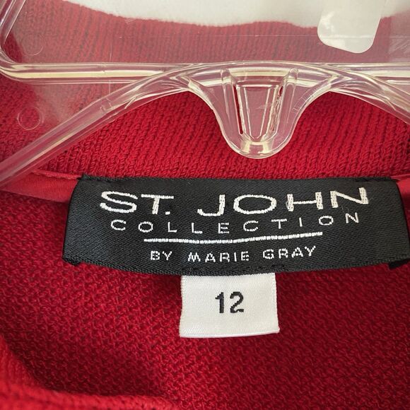 Vintage St. John Collection Knit Jacket vs Pants 12/14 Red Calvary Oriental Luxe - Picture 4 of 16